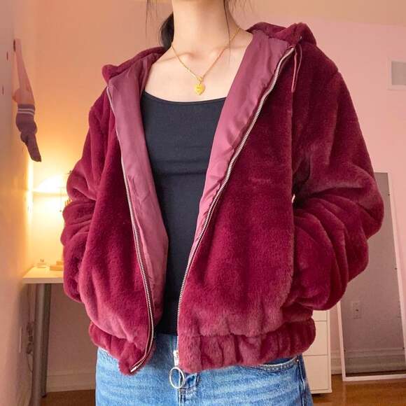 Bluenotes Jackets & Blazers - dark red faux fur jacket from bluenotes